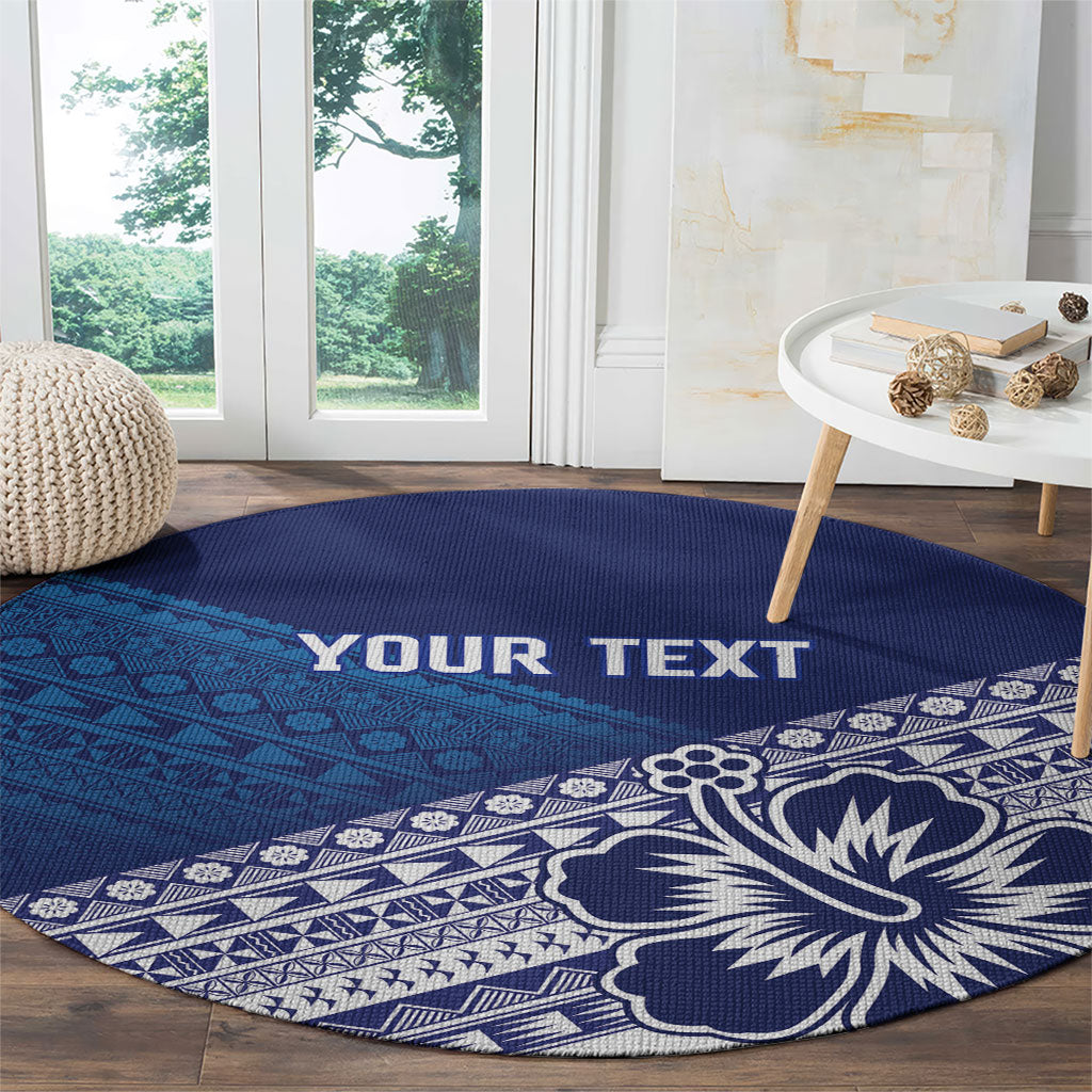 Custom Rugby Fiji Round Carpet Blue Traditional Masi Inspired LT9 - Polynesian Pride