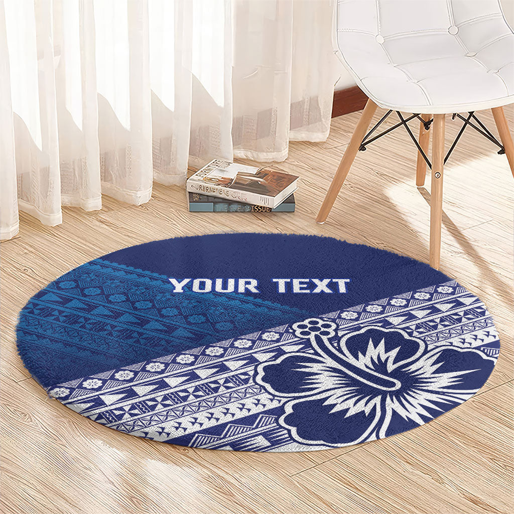 Custom Rugby Fiji Round Carpet Blue Traditional Masi Inspired LT9 - Polynesian Pride