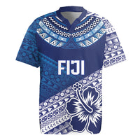 Custom Rugby Fiji Rugby Jersey Blue Traditional Masi Inspired LT9 Blue - Polynesian Pride