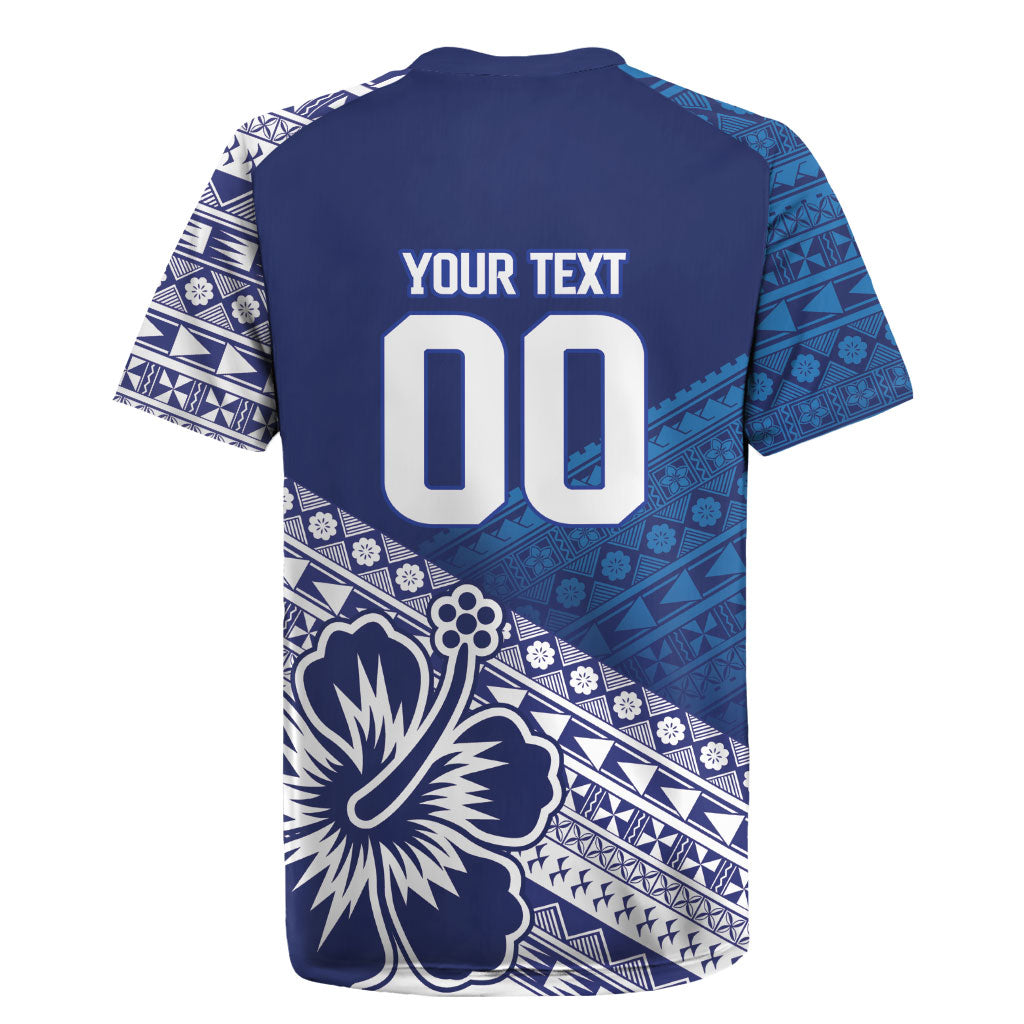 Custom Rugby Fiji Rugby Jersey Blue Traditional Masi Inspired LT9 - Polynesian Pride
