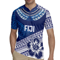Custom Rugby Fiji Rugby Jersey Blue Traditional Masi Inspired LT9 - Polynesian Pride