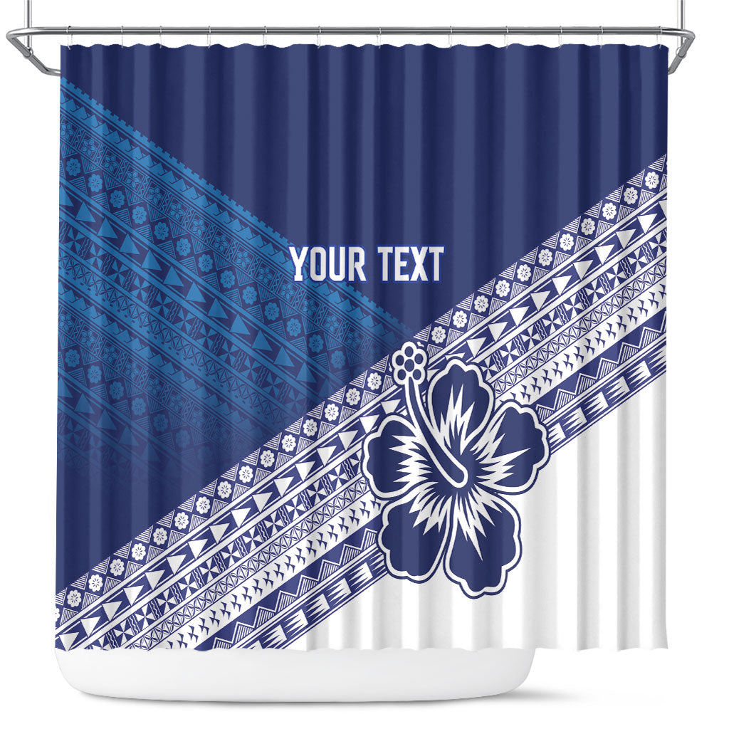 Custom Rugby Fiji Shower Curtain Blue Traditional Masi Inspired LT9 Blue - Polynesian Pride