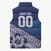 Custom Rugby Fiji Sleeveless Puffer Jacket Blue Traditional Masi Inspired LT9 - Polynesian Pride