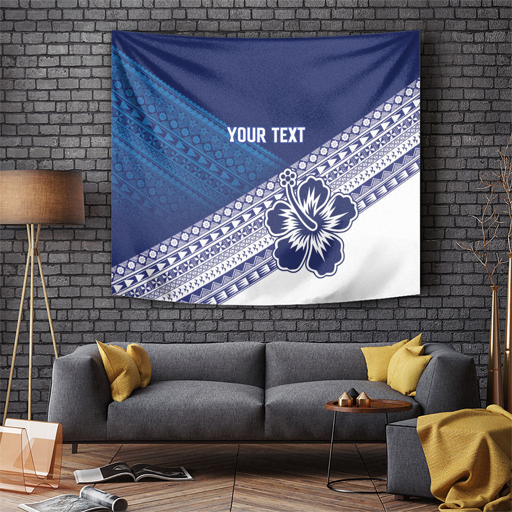 Custom Rugby Fiji Tapestry Blue Traditional Masi Inspired LT9 Blue - Polynesian Pride
