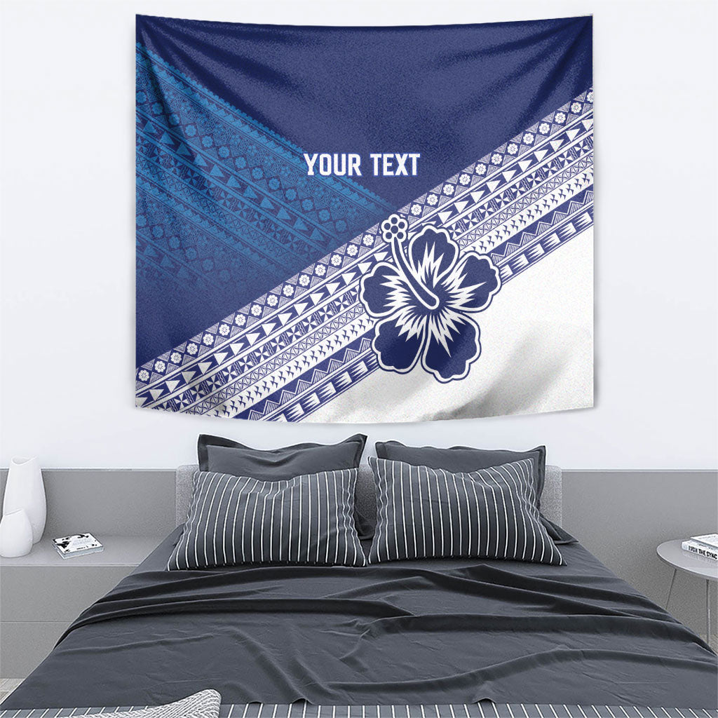 Custom Rugby Fiji Tapestry Blue Traditional Masi Inspired LT9 - Polynesian Pride