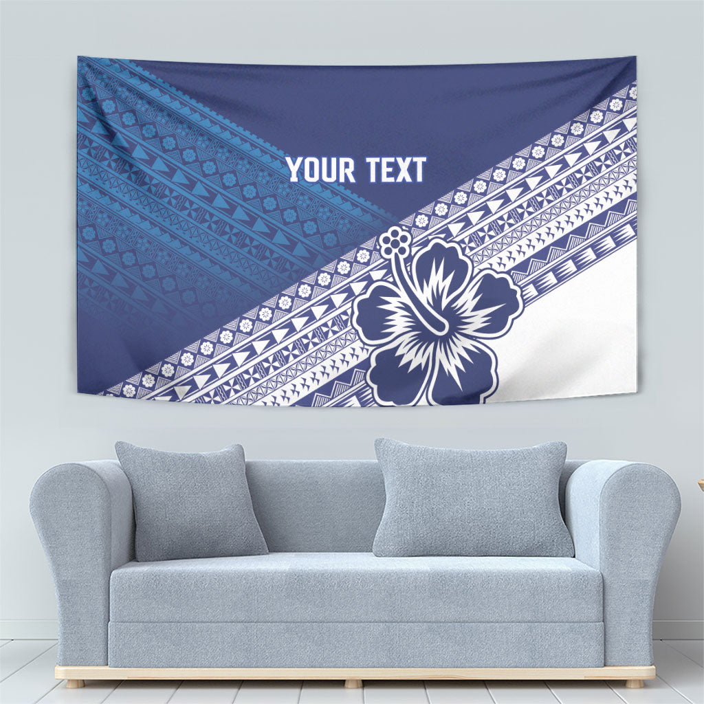 Custom Rugby Fiji Tapestry Blue Traditional Masi Inspired LT9 - Polynesian Pride