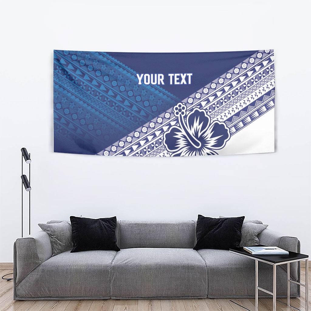 Custom Rugby Fiji Tapestry Blue Traditional Masi Inspired LT9 - Polynesian Pride