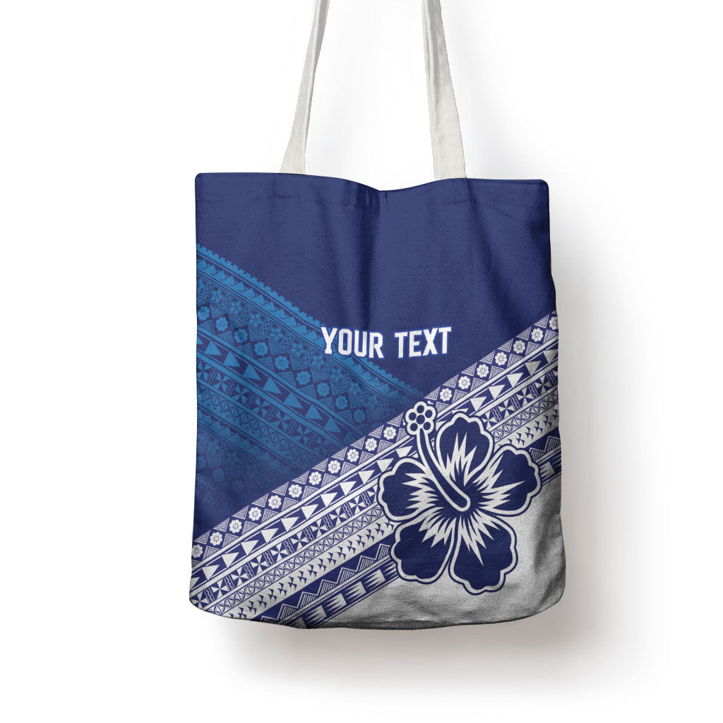 Custom Rugby Fiji Tote Bag Blue Traditional Masi Inspired LT9 - Polynesian Pride