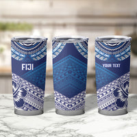 Custom Rugby Fiji Tumbler Cup Blue Traditional Masi Inspired LT9 - Polynesian Pride
