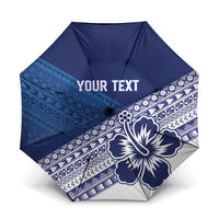 Custom Rugby Fiji Umbrella Blue Traditional Masi Inspired LT9 One Size Folded 11.42 inch Opened Diameter 37.4 inch Blue - Polynesian Pride