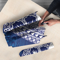Custom Rugby Fiji Umbrella Blue Traditional Masi Inspired LT9 - Polynesian Pride