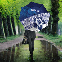 Custom Rugby Fiji Umbrella Blue Traditional Masi Inspired LT9 - Polynesian Pride