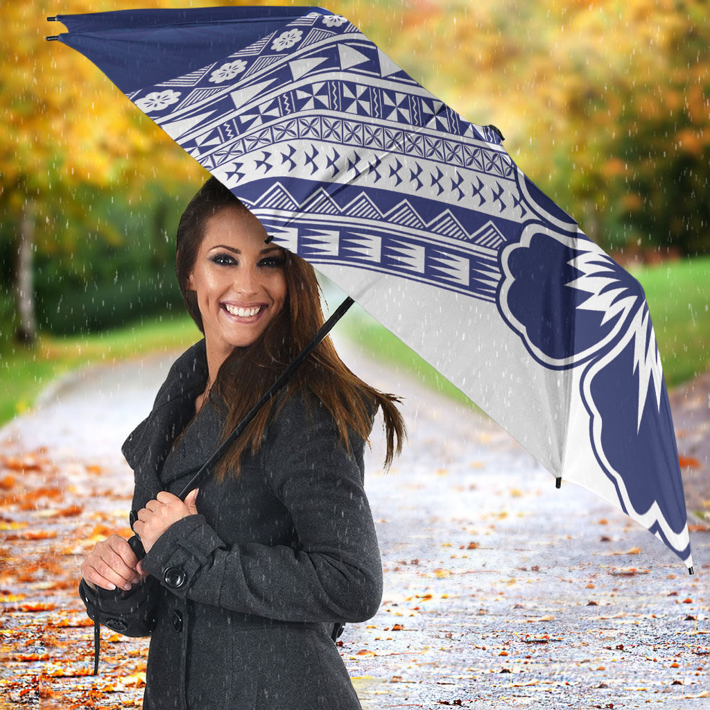 Custom Rugby Fiji Umbrella Blue Traditional Masi Inspired LT9 - Polynesian Pride