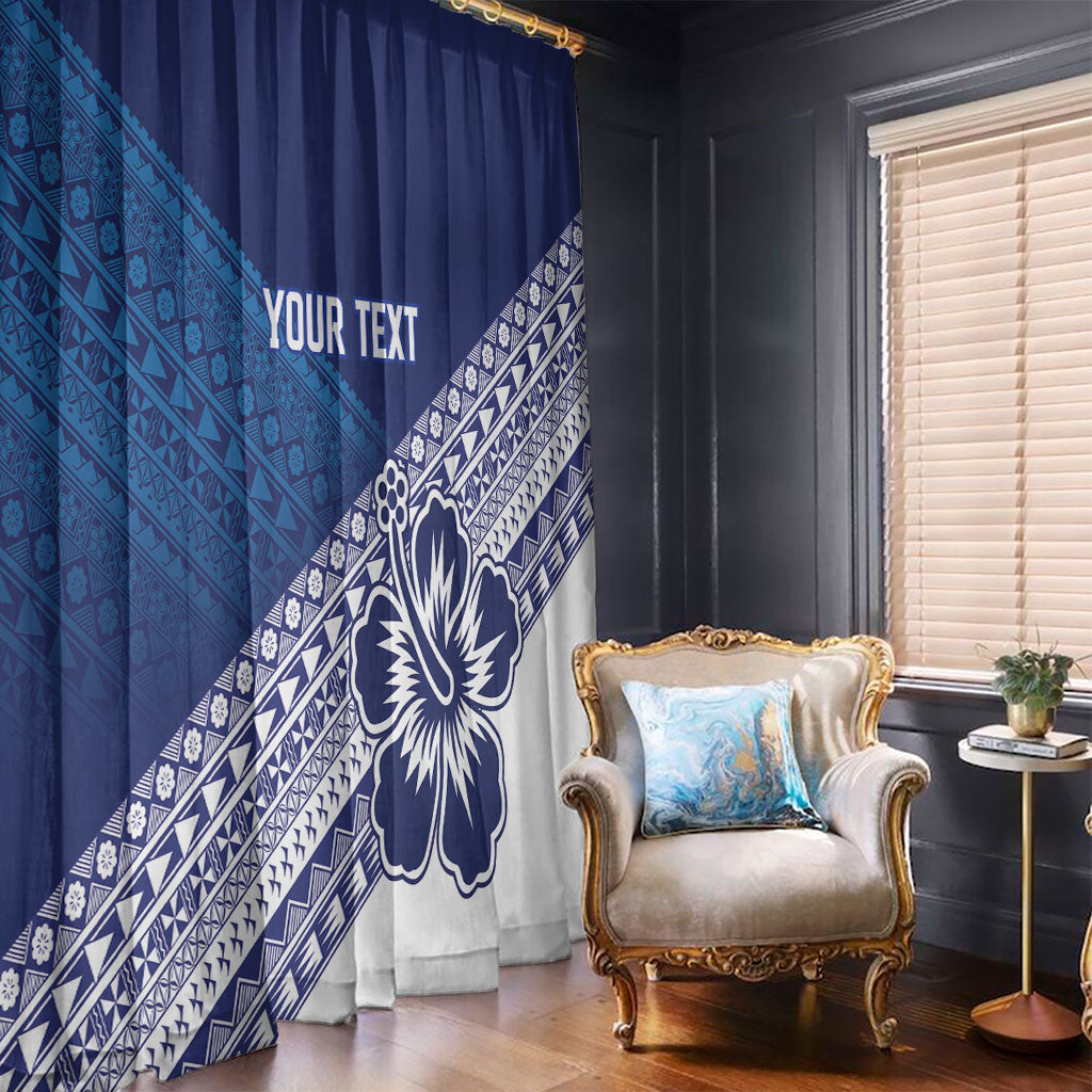 Custom Rugby Fiji Window Curtain Blue Traditional Masi Inspired LT9 - Polynesian Pride