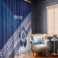 Custom Rugby Fiji Window Curtain Blue Traditional Masi Inspired LT9 - Polynesian Pride