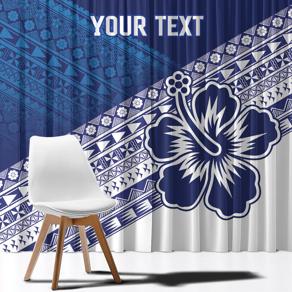 Custom Rugby Fiji Window Curtain Blue Traditional Masi Inspired LT9 - Polynesian Pride