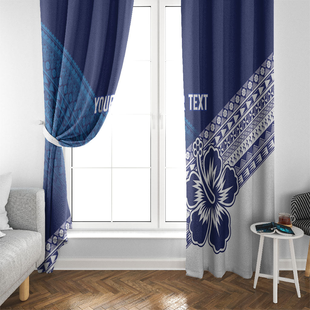 Custom Rugby Fiji Window Curtain Blue Traditional Masi Inspired LT9 - Polynesian Pride