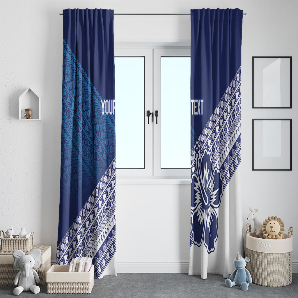 Custom Rugby Fiji Window Curtain Blue Traditional Masi Inspired LT9 - Polynesian Pride