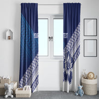 Custom Rugby Fiji Window Curtain Blue Traditional Masi Inspired LT9 - Polynesian Pride