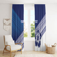 Custom Rugby Fiji Window Curtain Blue Traditional Masi Inspired LT9 - Polynesian Pride