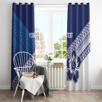 Custom Rugby Fiji Window Curtain Blue Traditional Masi Inspired LT9 - Polynesian Pride