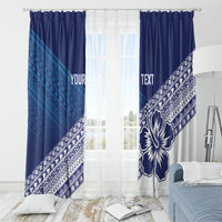 Custom Rugby Fiji Window Curtain Blue Traditional Masi Inspired LT9 - Polynesian Pride