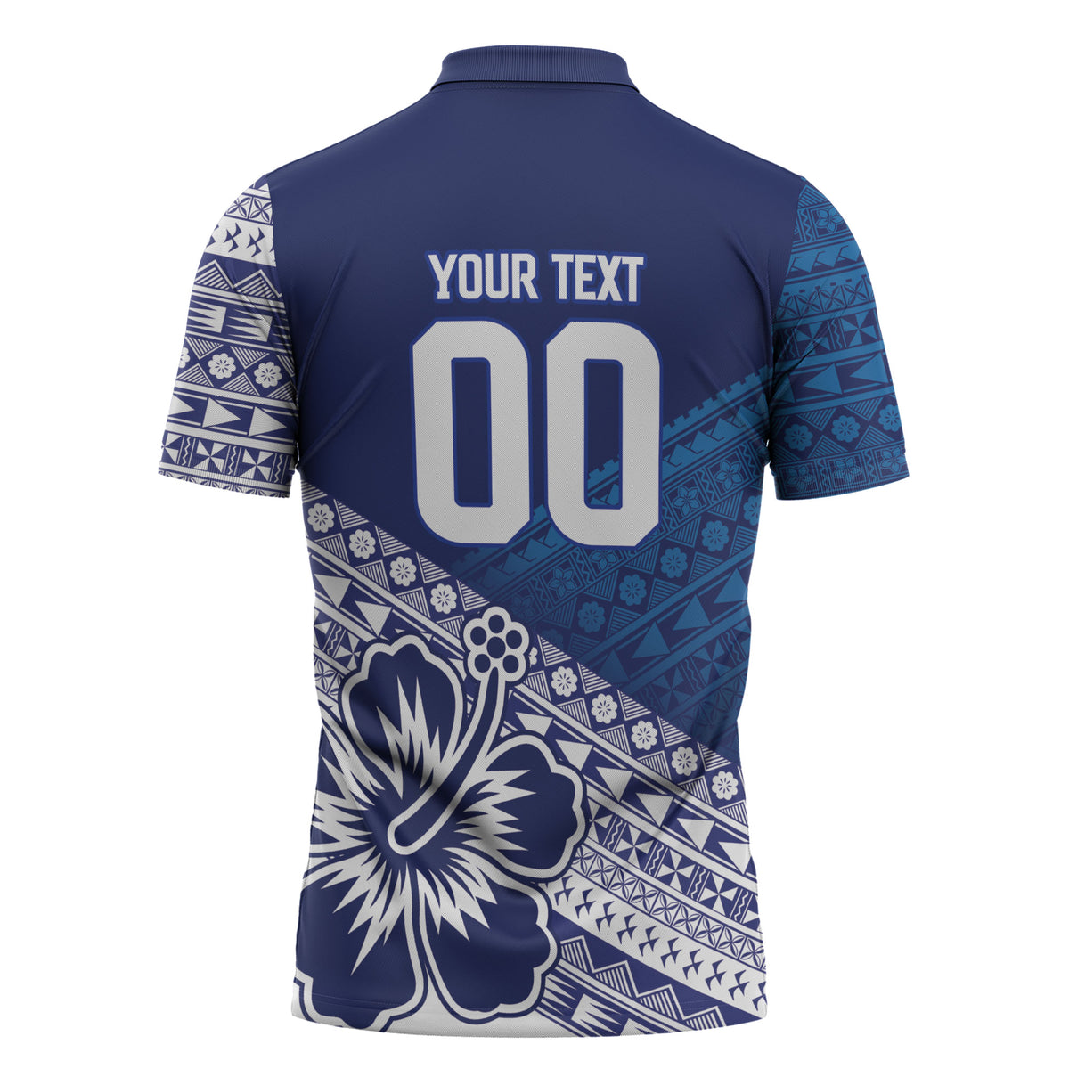 Custom Rugby Fiji Zipper Polo Shirt Blue Traditional Masi Inspired LT9 - Polynesian Pride