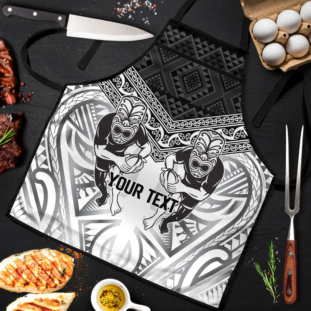 Custom Rugby New Zealand Black Fern Apron Niho Taniwha Inspired LT9 White - Polynesian Pride