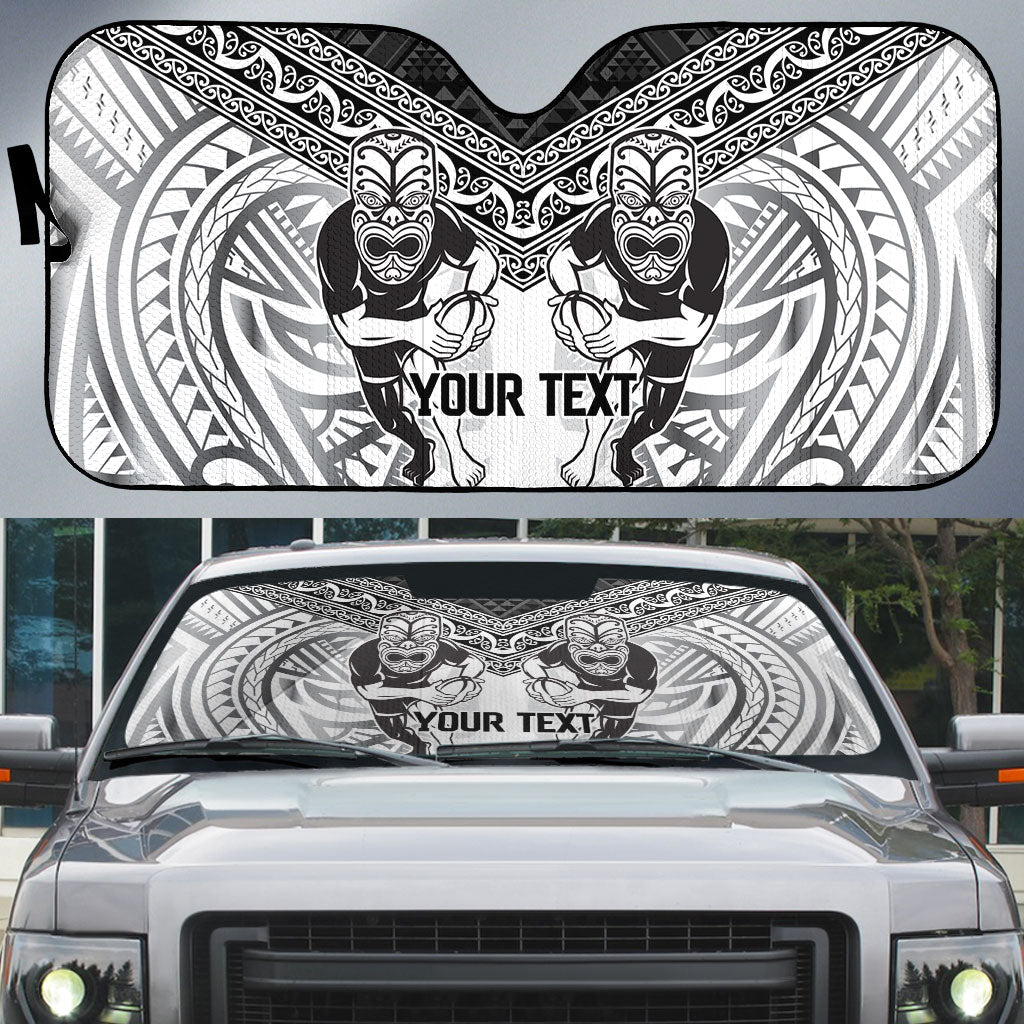 Custom Rugby New Zealand Black Fern Auto Sun Shade Niho Taniwha Inspired LT9 White - Polynesian Pride