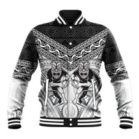 Custom Rugby New Zealand Black Fern Baseball Jacket Niho Taniwha Inspired LT9 Unisex White - Polynesian Pride