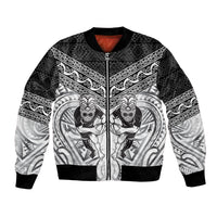 Custom Rugby New Zealand Black Fern Bomber Jacket Niho Taniwha Inspired LT9 Unisex White - Polynesian Pride