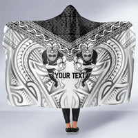 Custom Rugby New Zealand Black Fern Hooded Blanket Niho Taniwha Inspired LT9 One Size White - Polynesian Pride