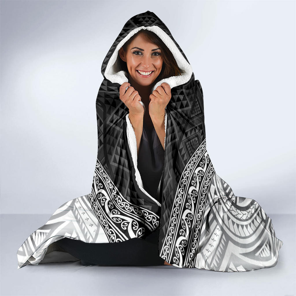 Custom Rugby New Zealand Black Fern Hooded Blanket Niho Taniwha Inspired LT9 - Polynesian Pride