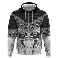 Custom Rugby New Zealand Black Fern Hoodie Niho Taniwha Inspired LT9 Zip Hoodie White - Polynesian Pride