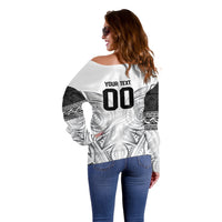 Custom Rugby New Zealand Black Fern Off Shoulder Sweater Niho Taniwha Inspired LT9 - Polynesian Pride