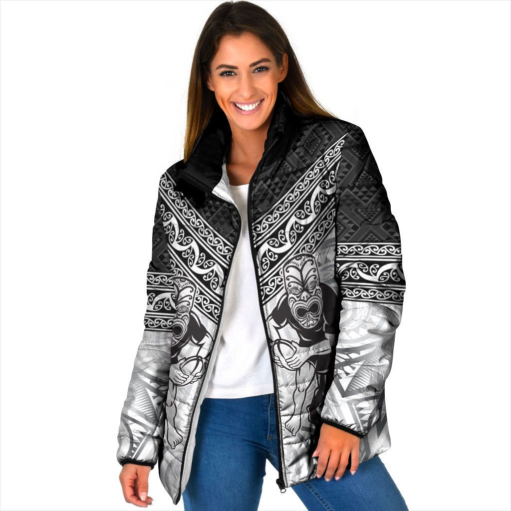 Custom Rugby New Zealand Black Fern Padded Jacket Niho Taniwha Inspired LT9 Women White - Polynesian Pride