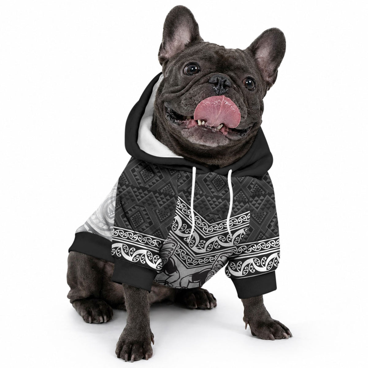 Custom Rugby New Zealand Black Fern Pet Hoodie Niho Taniwha Inspired LT9 - Polynesian Pride