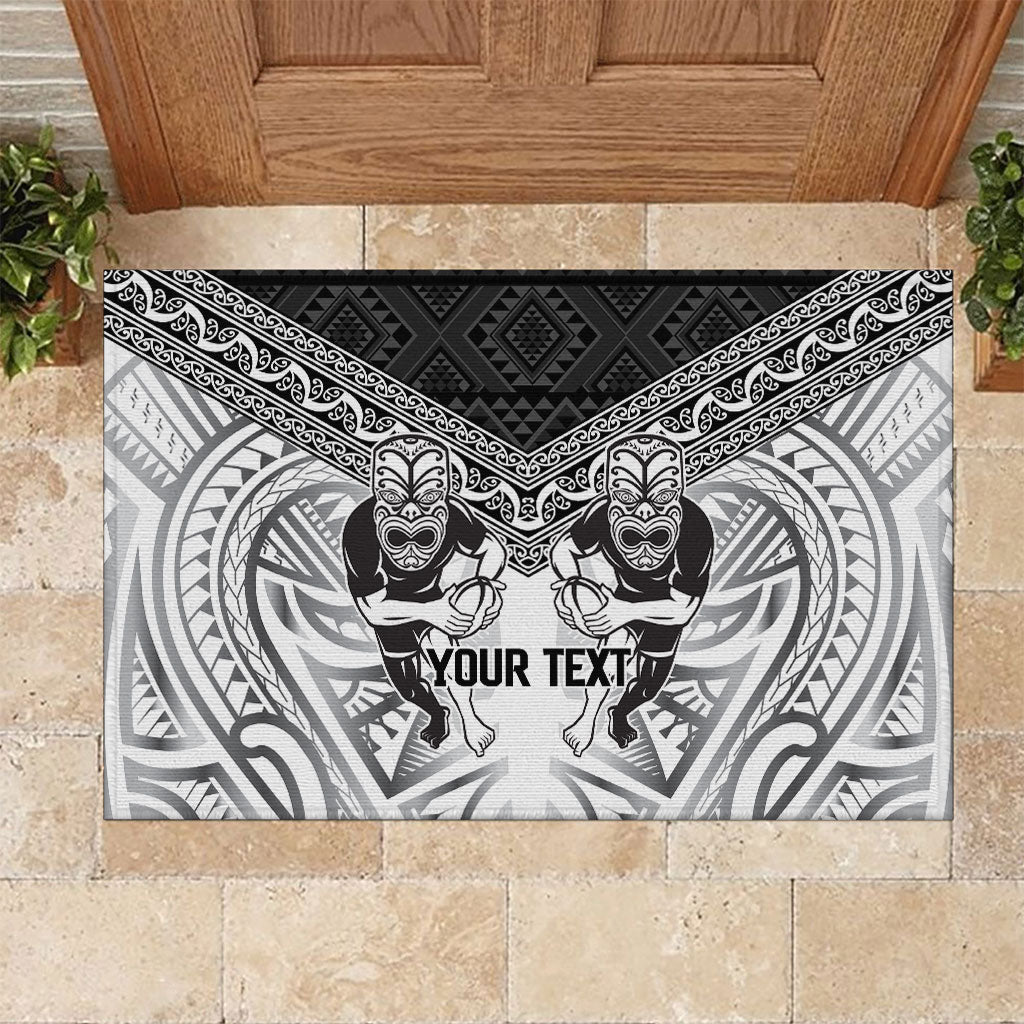 Custom Rugby New Zealand Black Fern Rubber Doormat Niho Taniwha Inspired LT9 White - Polynesian Pride