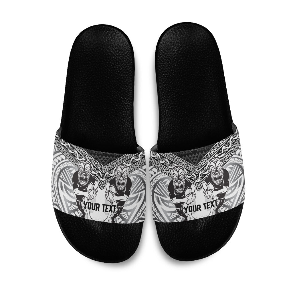 Custom Rugby New Zealand Black Fern Slide Sandals Niho Taniwha Inspired LT9 White - Polynesian Pride