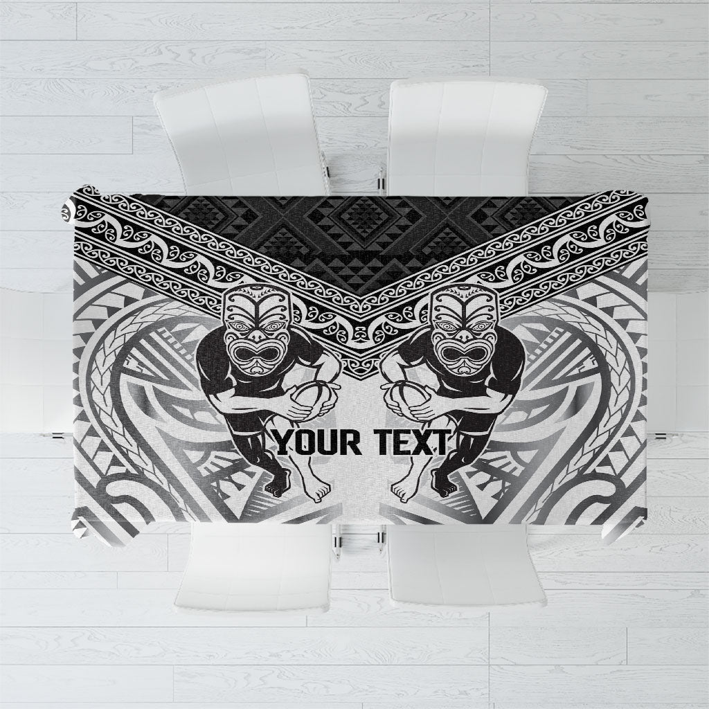 Custom Rugby New Zealand Black Fern Tablecloth Niho Taniwha Inspired LT9 White - Polynesian Pride