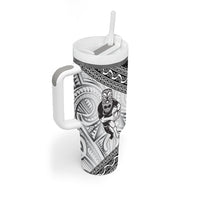 Custom Rugby New Zealand Black Fern Tumbler With Handle Niho Taniwha Inspired LT9 - Polynesian Pride