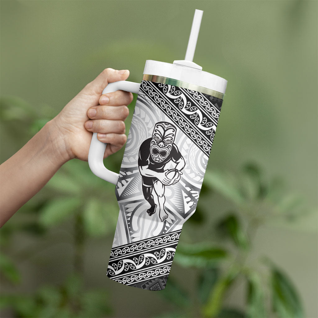 Custom Rugby New Zealand Black Fern Tumbler With Handle Niho Taniwha Inspired LT9 - Polynesian Pride