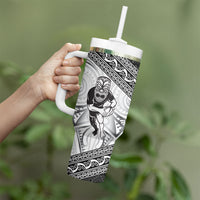 Custom Rugby New Zealand Black Fern Tumbler With Handle Niho Taniwha Inspired LT9 - Polynesian Pride