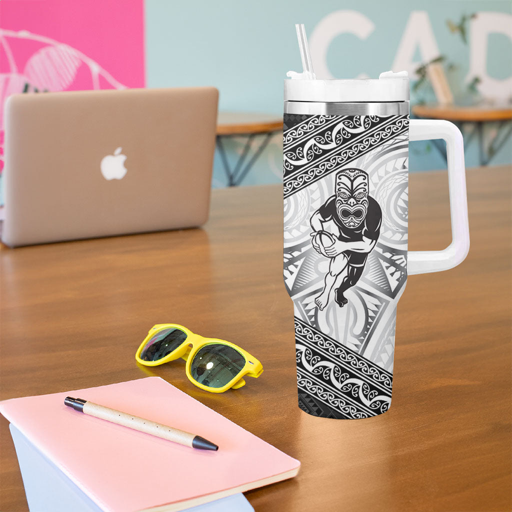 Custom Rugby New Zealand Black Fern Tumbler With Handle Niho Taniwha Inspired LT9 - Polynesian Pride