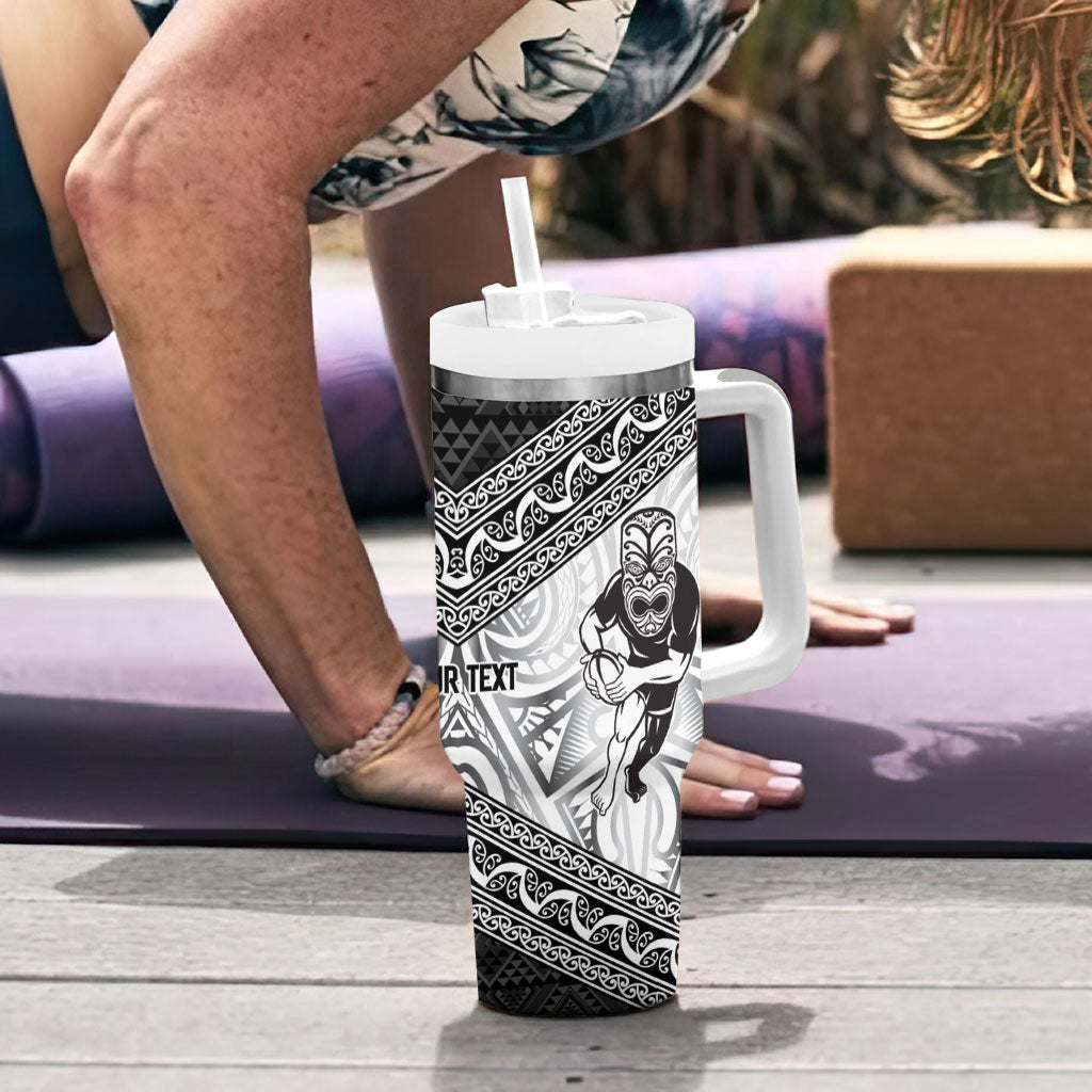 Custom Rugby New Zealand Black Fern Tumbler With Handle Niho Taniwha Inspired LT9 - Polynesian Pride