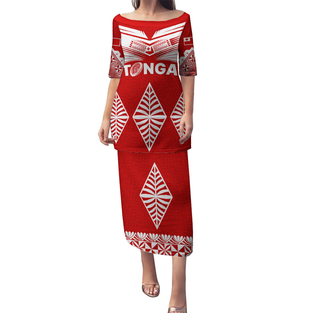 Tonga Rugby Puletasi Proud Tongan Ngatu Kupesi World Cup 2023 No1 LT9 Long Dress White - Polynesian Pride