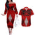 Custom Tonga Rugby Couples Matching Off The Shoulder Long Sleeve Dress and Hawaiian Shirt Proud Tongan Ngatu Kupesi World Cup 2023 No2 LT9 Black - Polynesian Pride