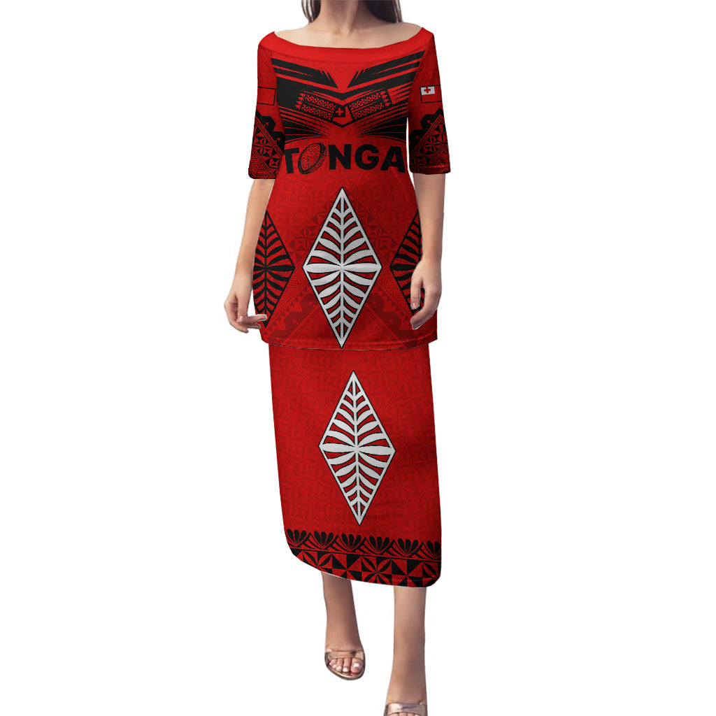 Custom Tonga Rugby Puletasi Proud Tongan Ngatu Kupesi World Cup 2023 No2 LT9 Long Dress Black - Polynesian Pride