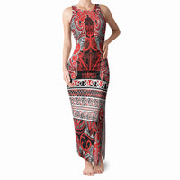 Aotearoa Iwi Ngapuhi Tank Maxi Dress Maori Wharenui House Tribal Pattern LT9 Women Red - Polynesian Pride