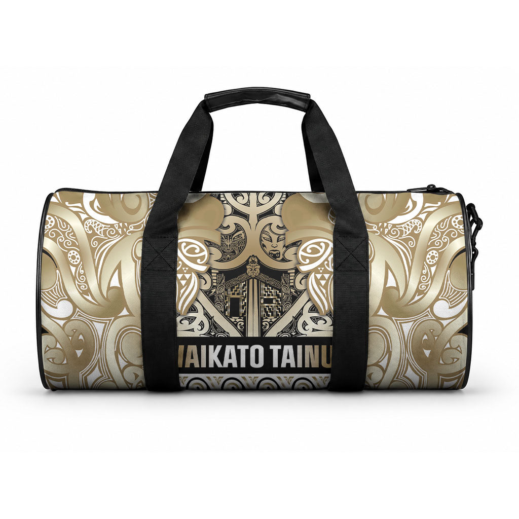 Aotearoa Iwi Waikato Tainui Duffle Bag Maori Wharenui House Tribal Pattern LT9 One size Light Gold - Polynesian Pride